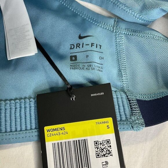 New Nike Swoosh Sports Bra Top Classic Dri Fit Medium Support Blue Women's Small - Picture 5 of 9